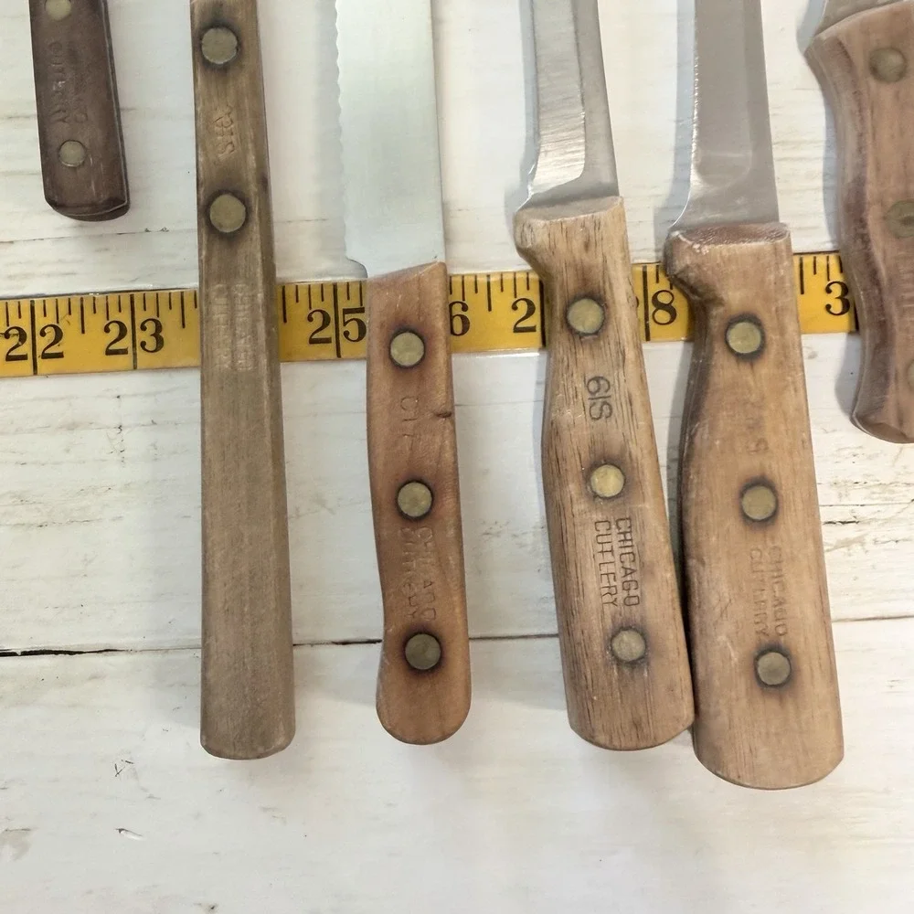 Vintage Chicago Cutlery Kitchen Knife Set of 12 Knives Block W/ Extra